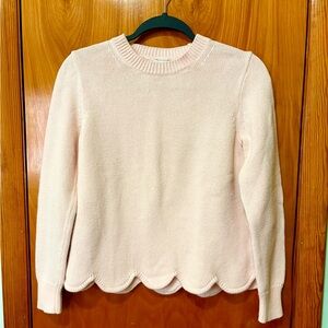 J. Crew Soft Pink Sweater with Scalloped Hem Spring Summer Womens Size S (small)
